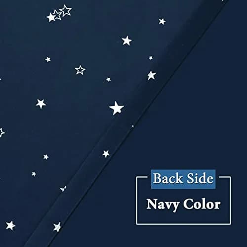 H.VERSAILTEX Blackout Star Curtains for Kids Room Boys Girls 52" x 63" Navy | Thermal Insulated Thick Soft Curtain thumbnail 3