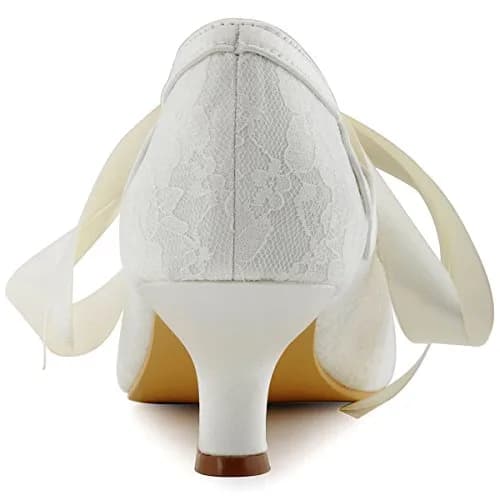 ELEGANTPARK Ivory Wedding Shoes for Bride, Lace Closed Toe Heels US 9 | 2 Inch Vintage Bridal Pumps thumbnail 6