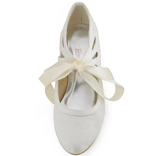 ELEGANTPARK Ivory Wedding Shoes for Bride, Lace Closed Toe Heels US 9 | 2 Inch Vintage Bridal Pumps thumbnail 7