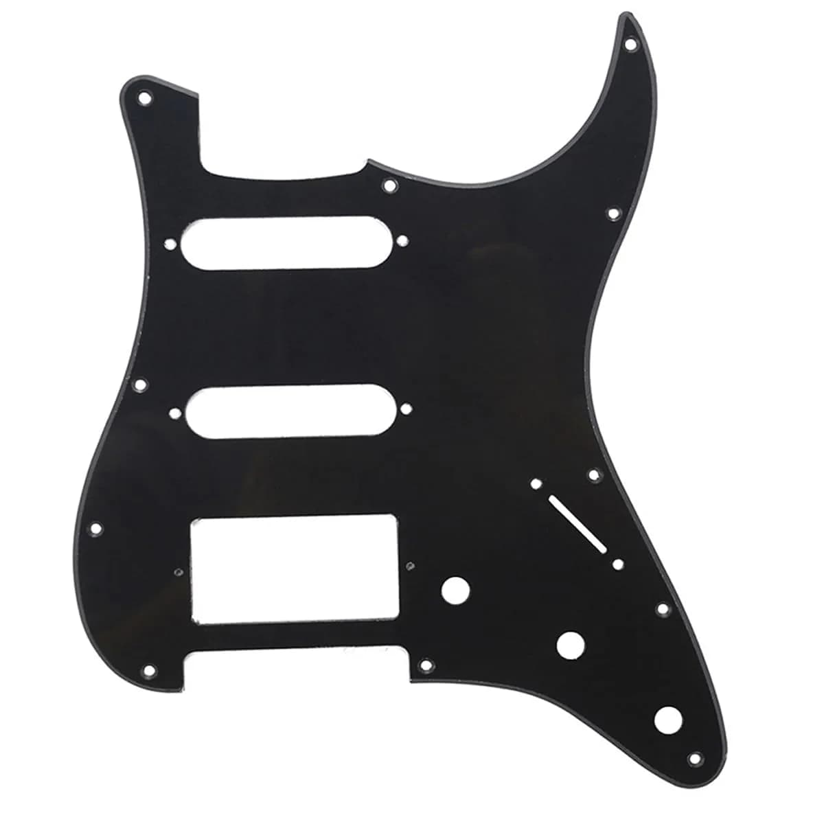 Musiclily Pro HSS 11 Hole ST Guitar Pickguard 4Ply Red Tortoise | Fits Fender Standard Stratocaster — 1Ply black