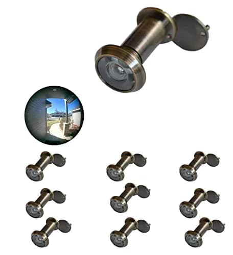 TOGU Solid Brass UL Listed Door Viewer 220-Degree View with Privacy Cover, 10 Sets | 28mm (1.1") Top Diameter, Fits 35-55mm Doors thumbnail 1