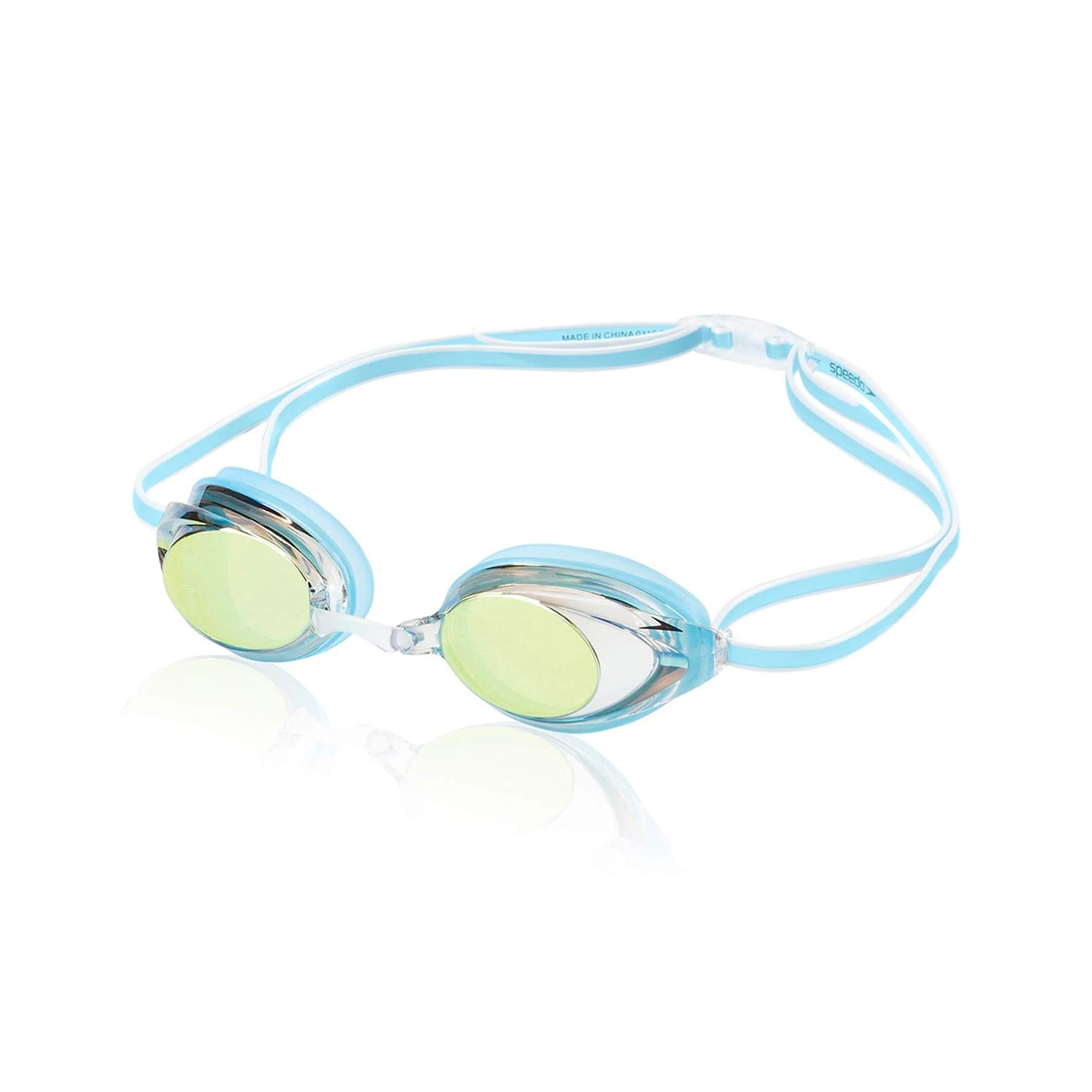 Speedo Women's Mirrored Vanquisher Swim Goggles | Anti-Fog, UV Protection, Panoramic View — 2.0 Blue