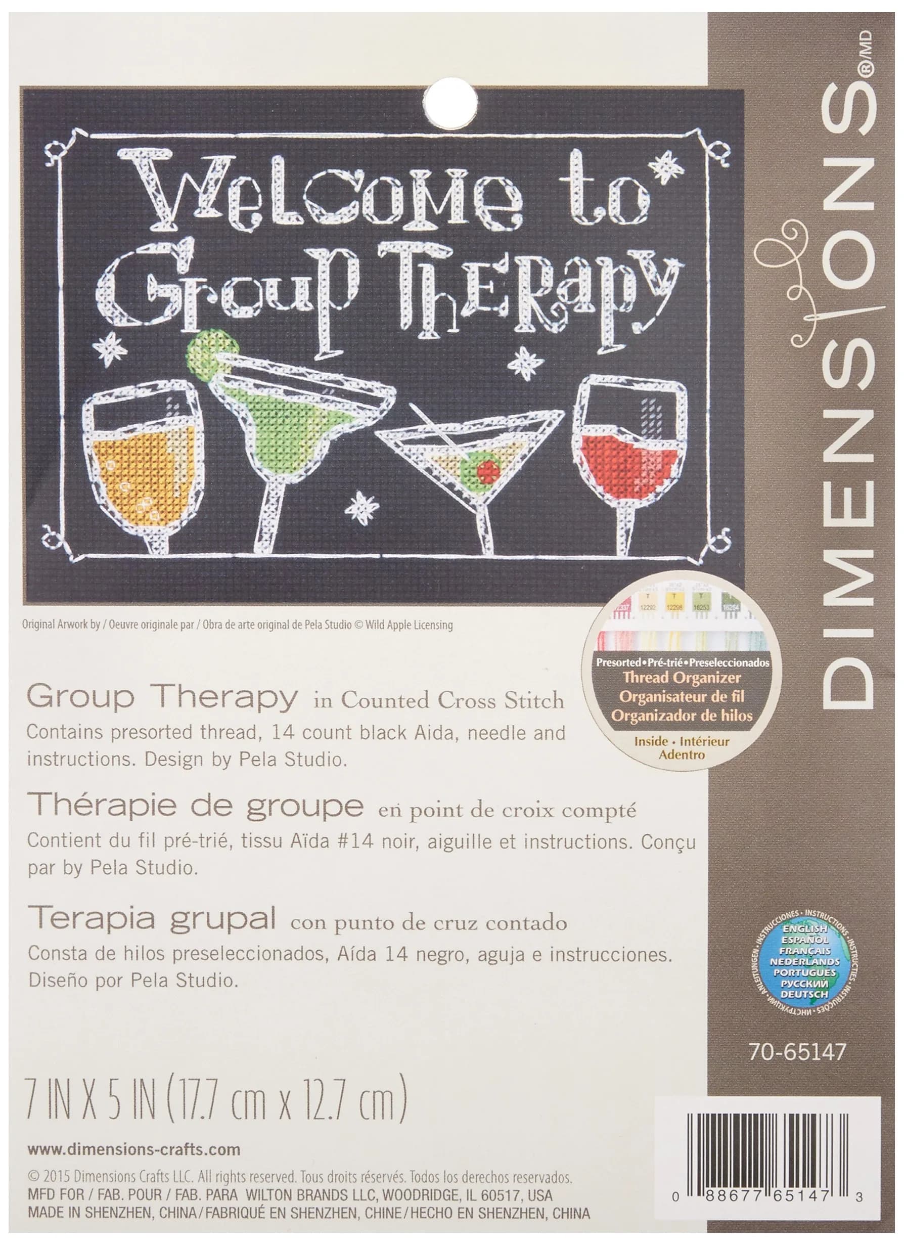 Dimensions Group Therapy Counted Cross Stitch Kit 5" x 7" | Funny Cocktail Pattern for Beginners - main product image