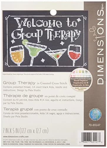 Dimensions Group Therapy Counted Cross Stitch Kit 5" x 7" | Funny Cocktail Pattern for Beginners thumbnail 1