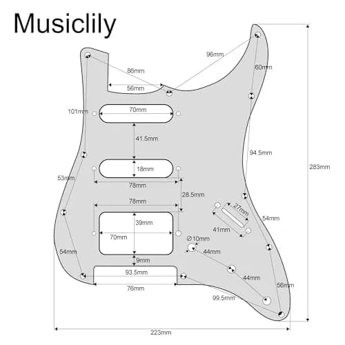 Musiclily Pro HSS 11 Hole ST Guitar Pickguard 1Ply Cream | Fits Fender Strat Modern Style thumbnail 2