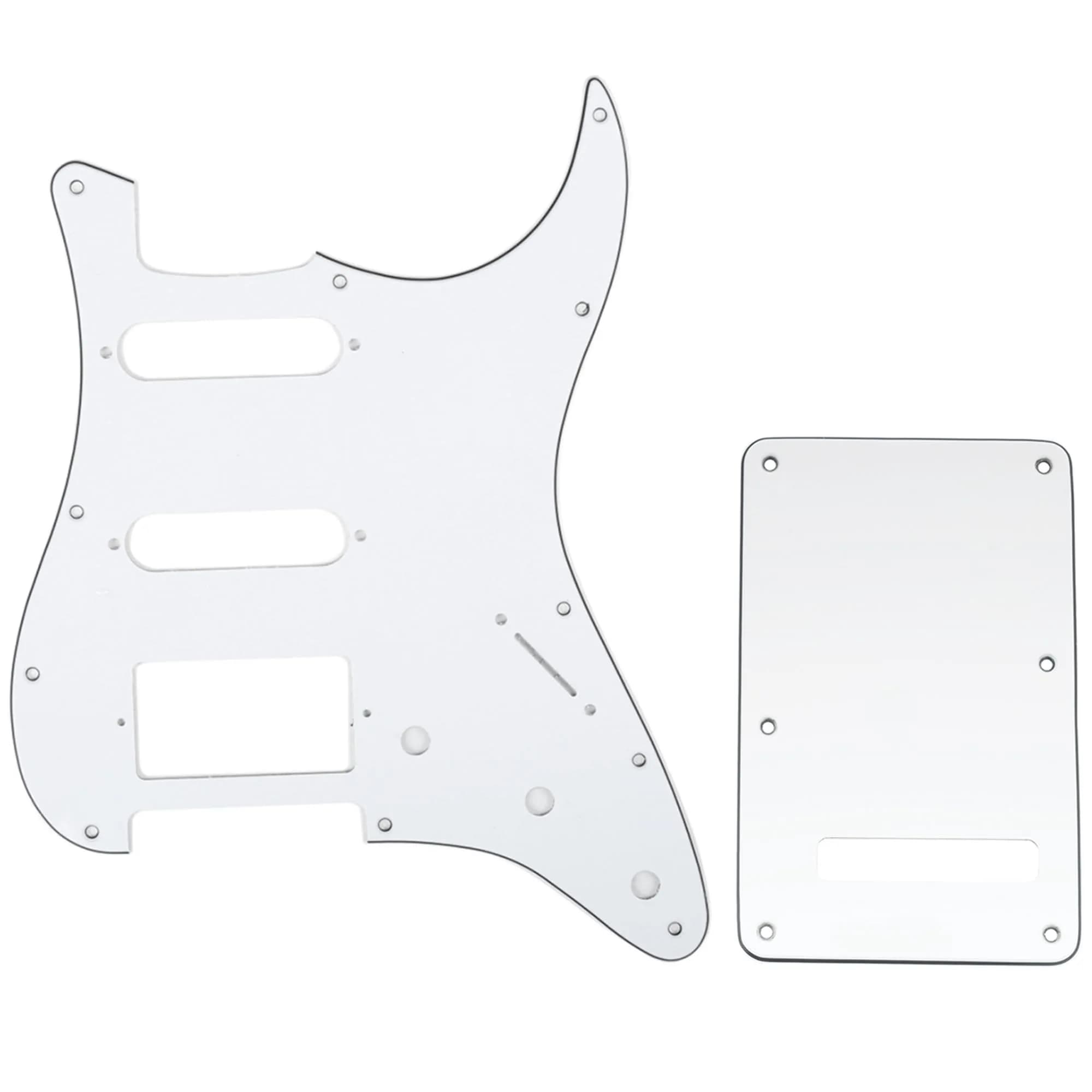 Musiclily Pro SSH 11 Hole ST Guitar Pickguard and BackPlate Set 3Ply White | Fender US/Mexico Style - main product image