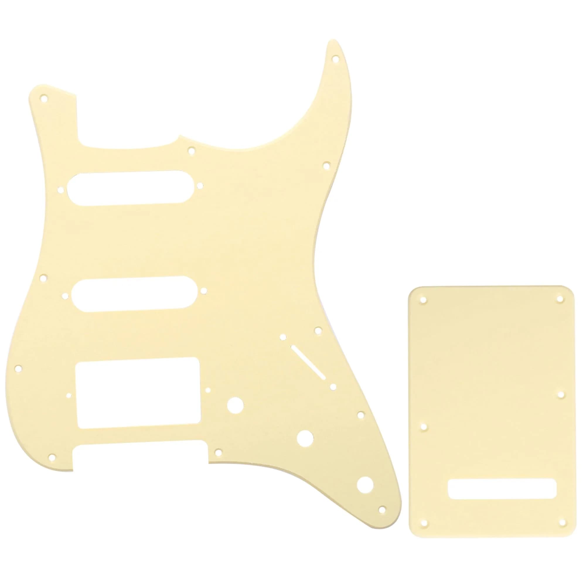Musiclily Pro SSH 11 Hole ST Guitar Pickguard and BackPlate Set 1Ply Cream | Fender Style Replacement Part - main product image