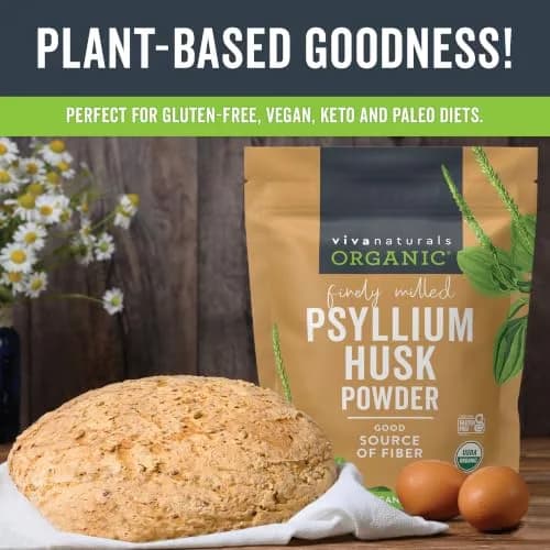 Viva Naturals Organic Psyllium Husk Powder, 24 oz – Finely Ground, Unflavored, Vegan, Keto, Paleo, Non-GMO Plant-Based Superfood for Digestive Health thumbnail 3