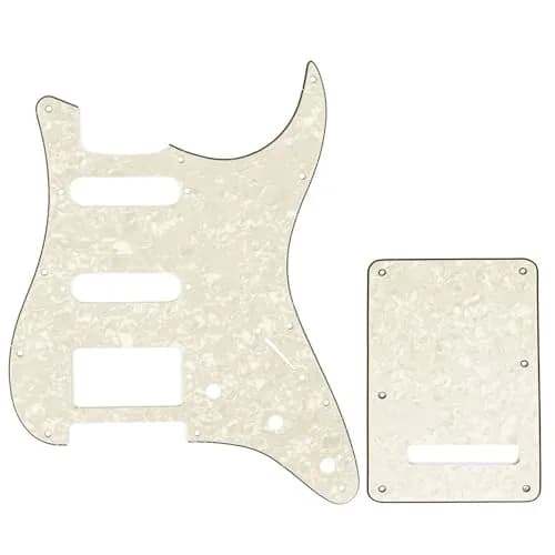 Musiclily Pro SSH 11 Hole ST Pickguard and BackPlate Set Aged White Pearl | Fits Fender US/Mexico Strat thumbnail 1