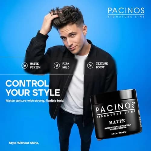Pacinos Matte Hair Paste for Men, Firm Hold, No Shine, Styling Wax, 4 fl oz | Long-lasting matte finish, versatile for all hair types thumbnail 6