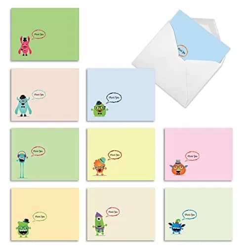 The Best Card Company 10 Mini Blank Assorted Notecards | Quirky Creatures, Youthful Appeal thumbnail 1