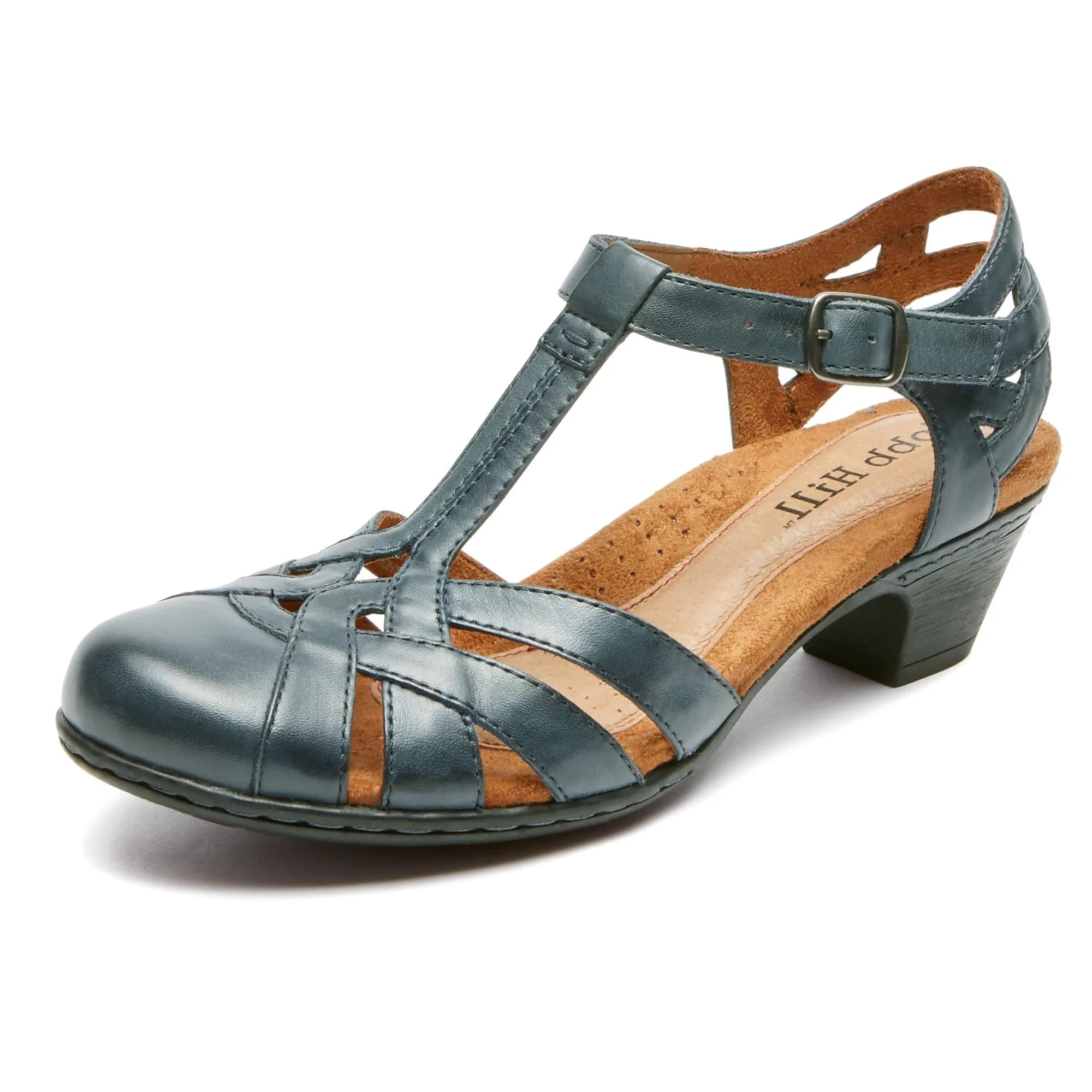 Cobb Hill Aubrey Women's Sandal, 6.5 Wide Navy | Stylish & Comfortable Burnished Leather