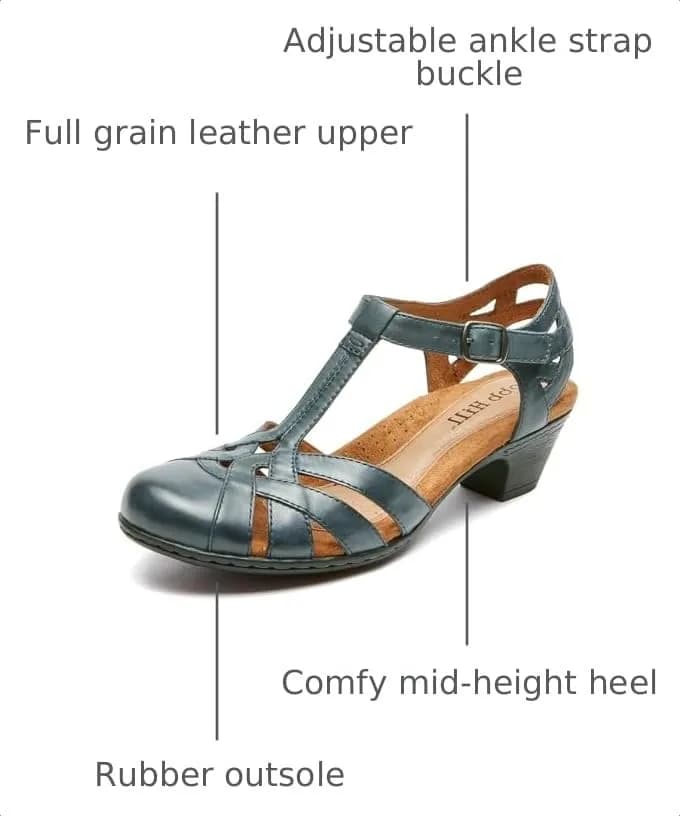Cobb Hill Aubrey Women's Sandal, 6.5 Wide Navy | Stylish & Comfortable Burnished Leather thumbnail 2