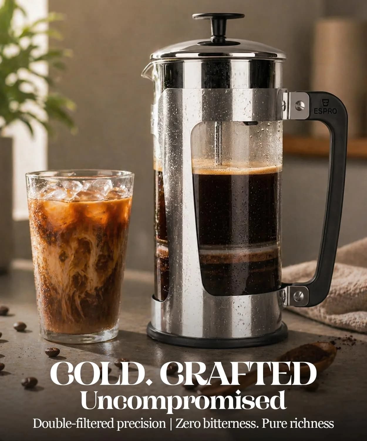 ESPRO P5 French Press Coffee Maker 532ml (18oz) | Grit-Free Coffee with Patented Double Microfilter - view 2