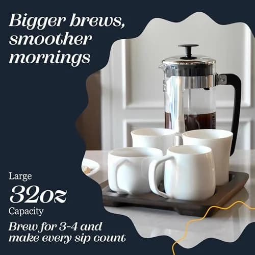 ESPRO P5 French Press Coffee Maker, 946ml (32oz) | Dual Filter Sludge-Free Brew thumbnail 3