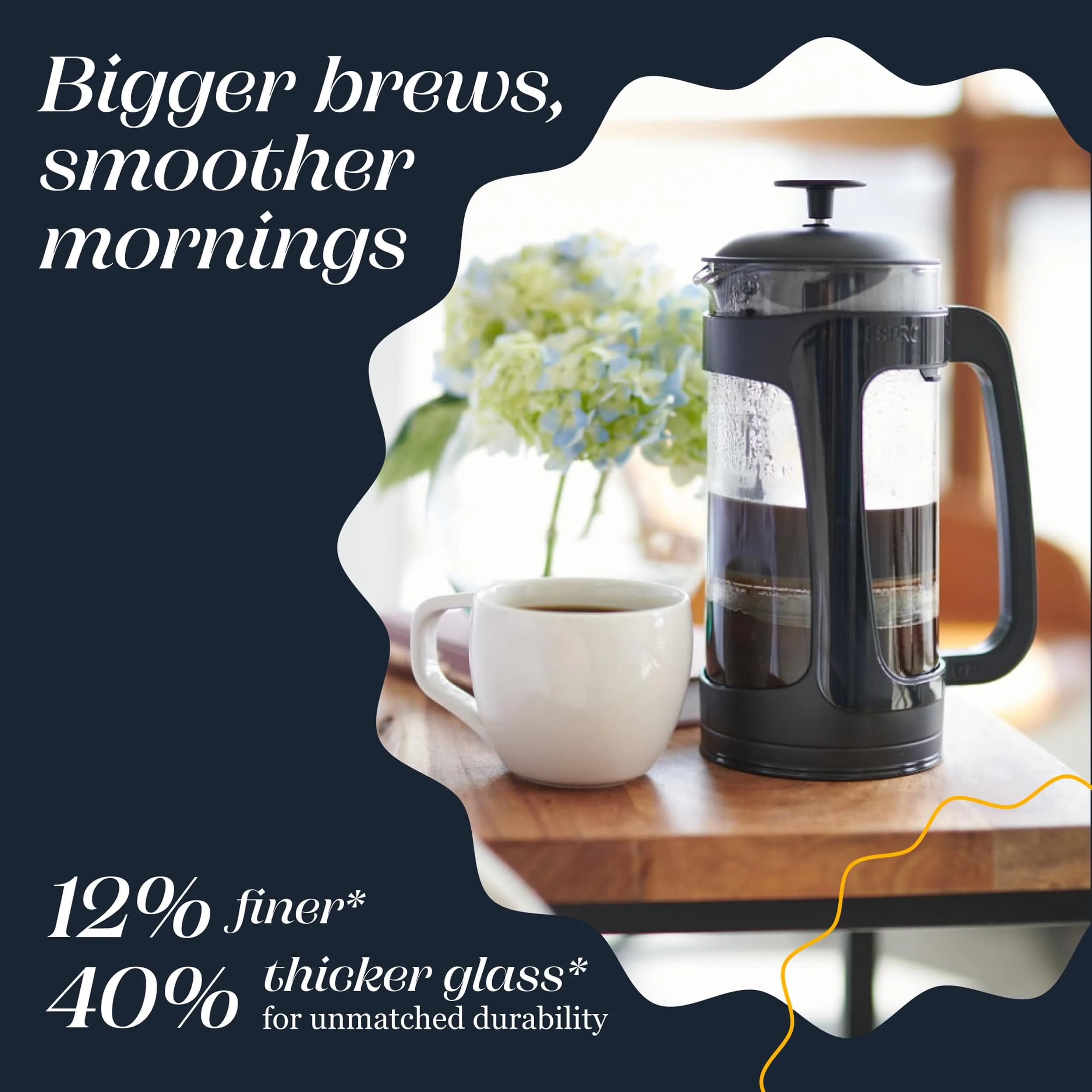 ESPRO P3 French Press Coffee Maker 532ml (18 oz) Black | Grit-Free Coffee & Tea Brewer - view 5