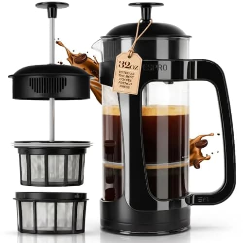 ESPRO P3 French Press Coffee Maker, 946ml (32oz) Black | Grit-Free Coffee & Tea Brewer — Black