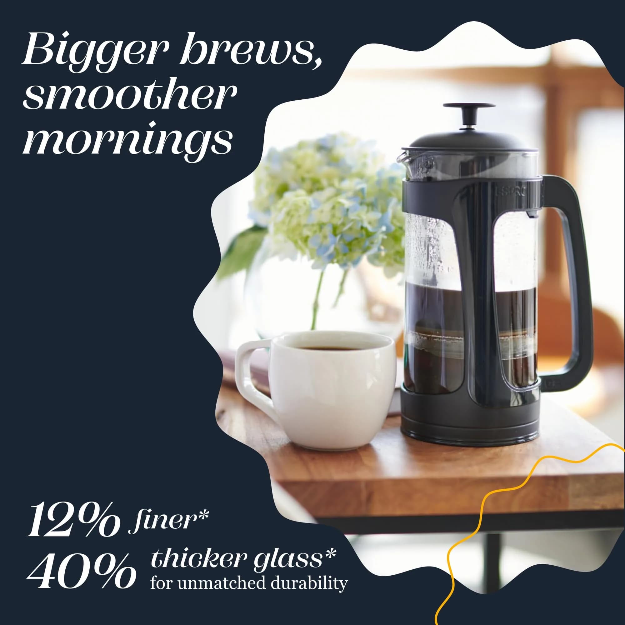 ESPRO P3 French Press Coffee Maker, 946ml (32oz) Black | Grit-Free Coffee & Tea Brewer - view 6