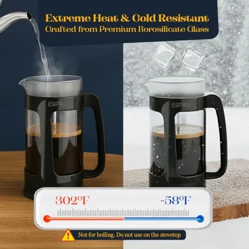 ESPRO P3 French Press Coffee Maker, 946ml (32oz) Black | Grit-Free Coffee & Tea Brewer thumbnail 7
