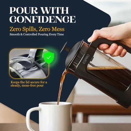 ESPRO P3 French Press Coffee Maker, 946ml (32oz) Black | Grit-Free Coffee & Tea Brewer thumbnail 9
