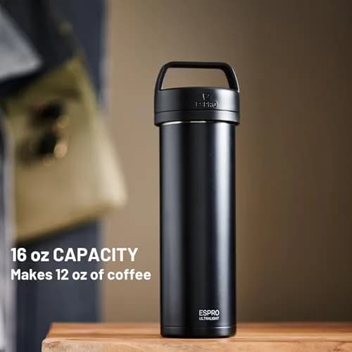 ESPRO Go P0 Ultralight French Press Coffee Maker for Travel, Vacuum Insulated Stainless Steel, 16 Ounces thumbnail 5