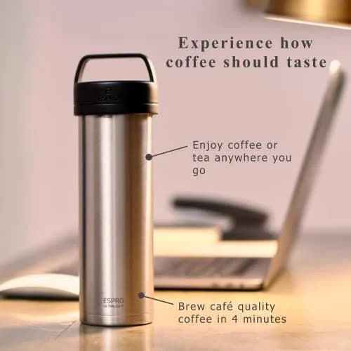 ESPRO Go P0 Ultralight French Press Travel Coffee Maker 16oz | Vacuum Insulated Stainless Steel thumbnail 8