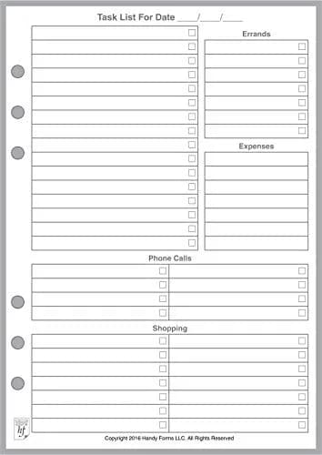 Handy Forms A5 Daily Task Planner for 6-Ring Notebooks | 50 Sheets, Heavy Paper, 5.83" x 8.27" thumbnail 1