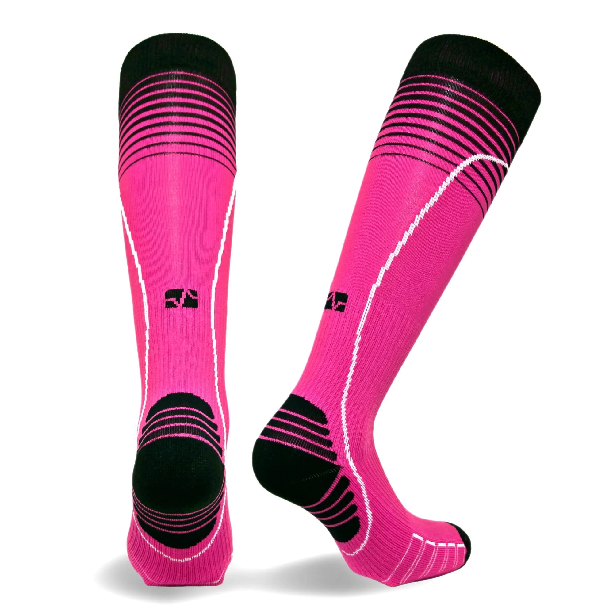 Vitalsox Performance Stripe Graduated Compression Socks | Boosts Circulation & Recovery (US, Small, Green) — Pink / Medium