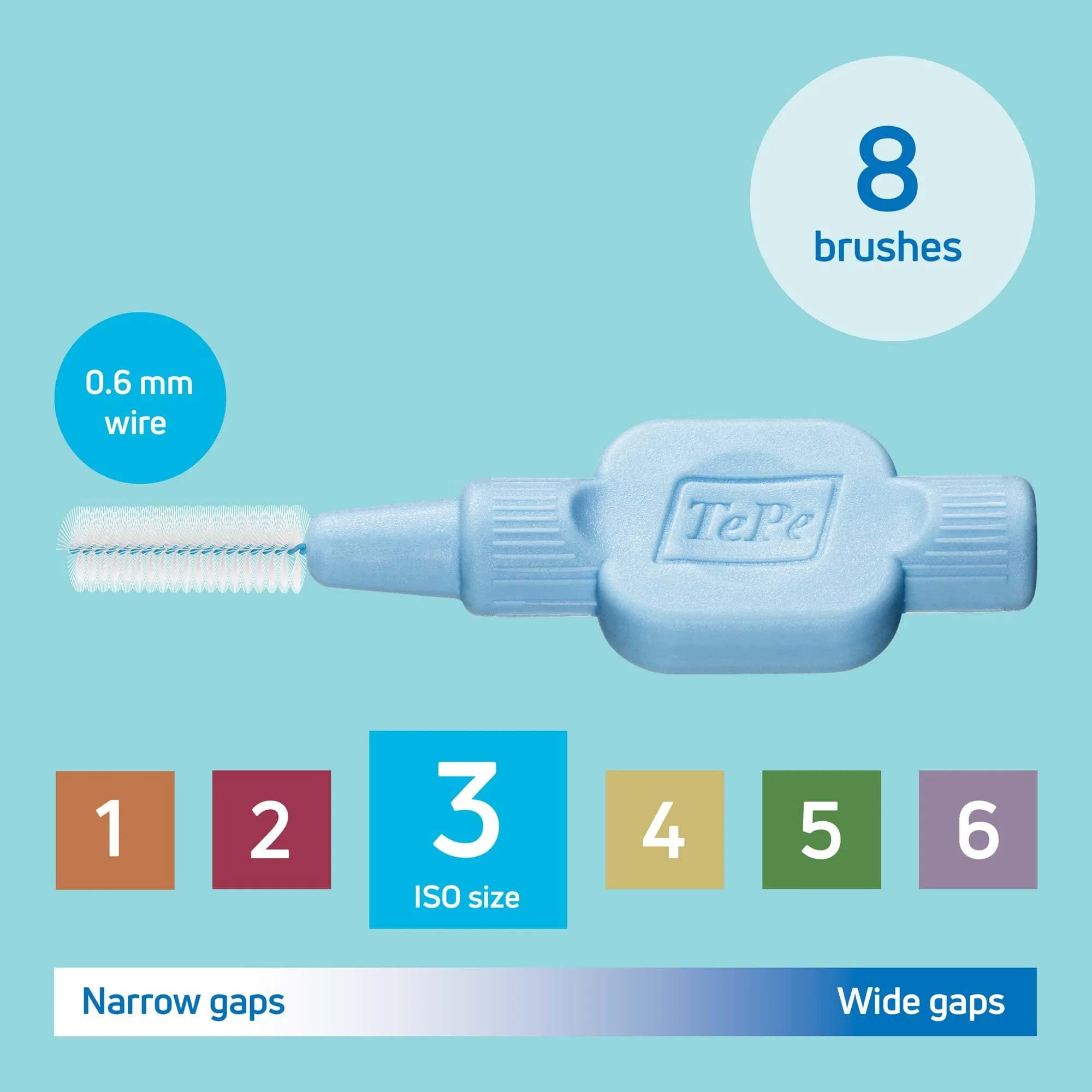 TePe Extra Soft Interdental Brush 0.6 mm Blue (Pack of 8) | Dermatologist Tested for Sensitive Gums - view 2