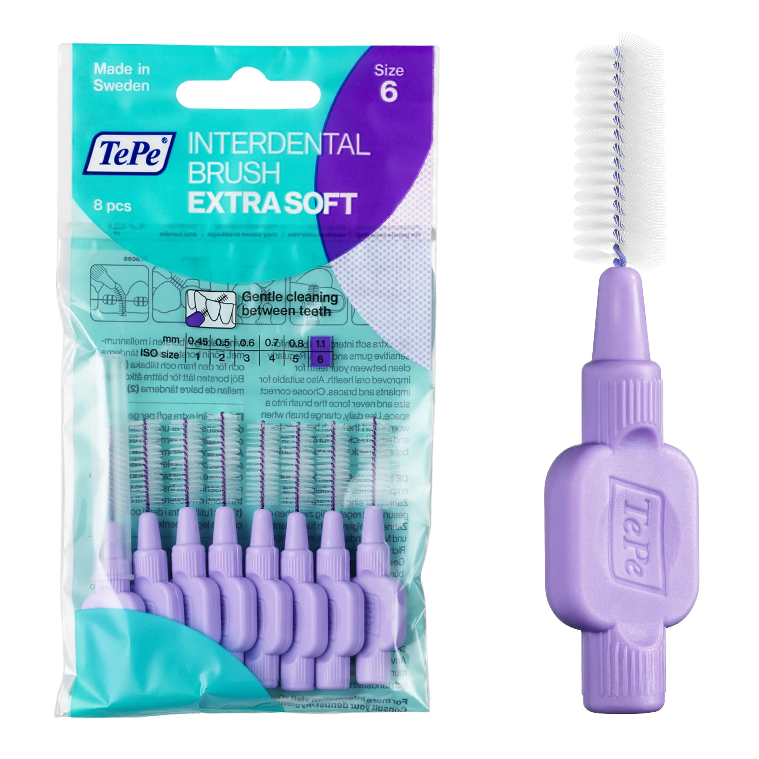 TePe Extra Soft Interdental Brush 1.1mm (Large Gaps) | Dermatologist Tested Hypoallergenic Toothbrush - main product image