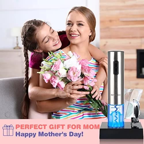 Secura Electric Wine Opener, Automatic Corkscrew, Rechargeable, Stainless Steel | Cordless Bottle Opener with Foil Cutter thumbnail 8