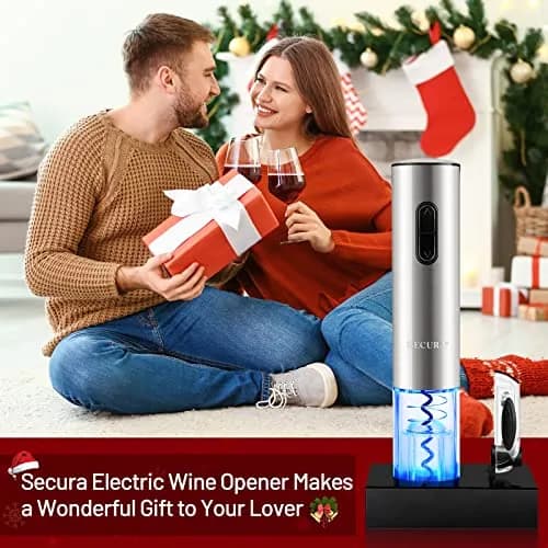 Secura Electric Wine Opener, Automatic Corkscrew, Rechargeable, Stainless Steel | Cordless Bottle Opener with Foil Cutter thumbnail 9
