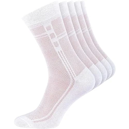 Duna Mens Dress Socks 5 Pairs White | Ultra Thin Breathable Formal Crew Length thumbnail 1
