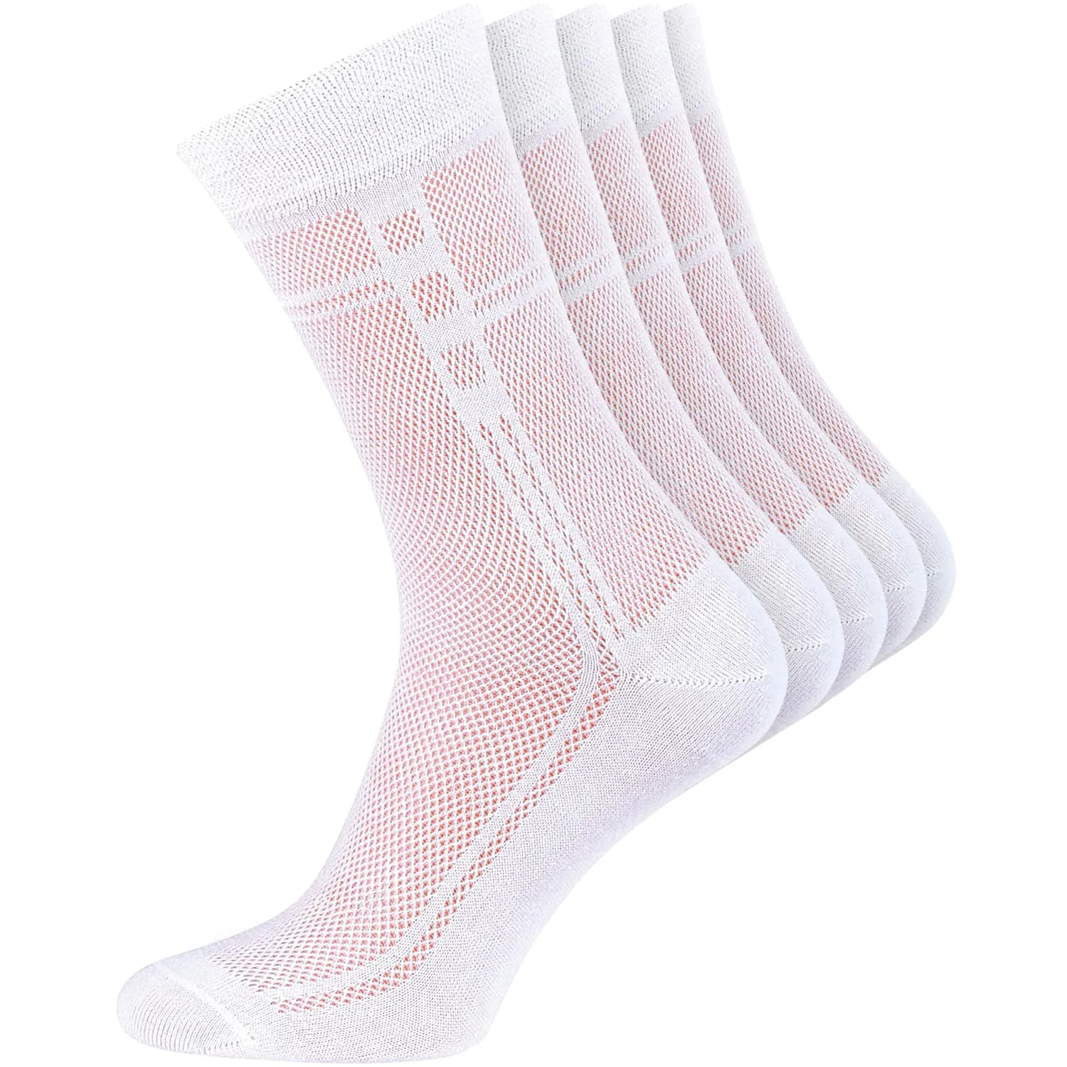 Duna Mens Dress Socks 5 Pairs White | Ultra Thin Breathable Formal Crew Length