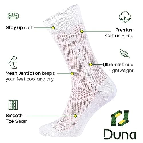 Duna Mens Dress Socks 5 Pairs White | Ultra Thin Breathable Formal Crew Length thumbnail 5