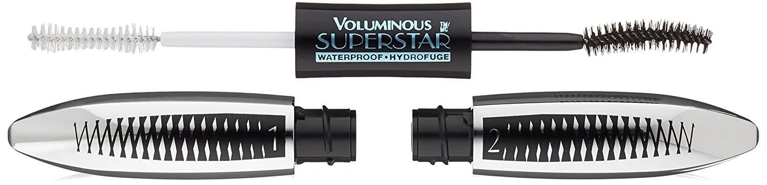 L'Oreal Paris Voluminous Superstar Waterproof Mascara, Blackest Black, 12 ml (0.41 Fl Oz) | Show-Stopping Lash Effect — Waterproof Black