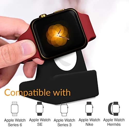 Orzly Apple Watch Charger Stand Durable TPU Compact Black | Fits All Series & Sizes thumbnail 2