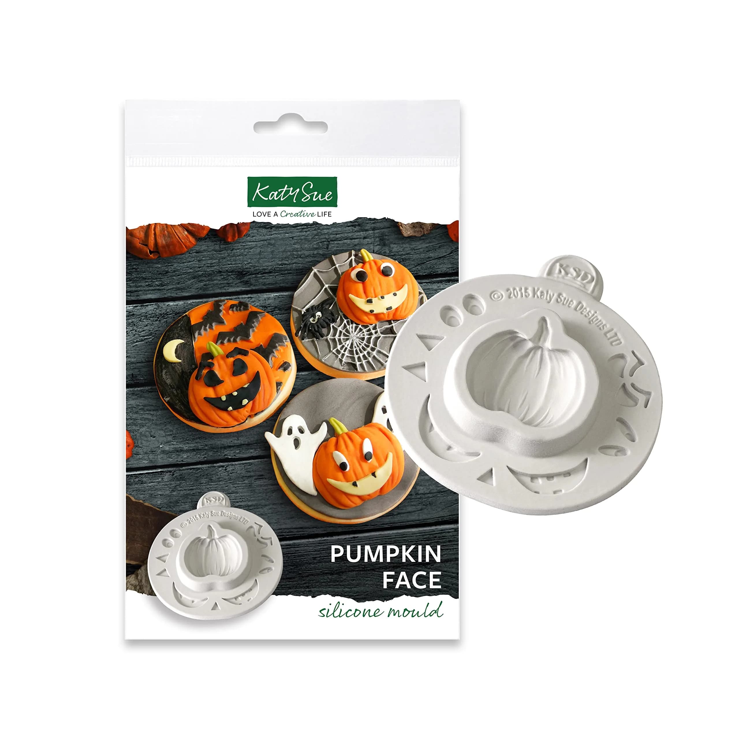 Katy Sue Pumpkin Face Silicone Mold for Halloween & Fall Cake Decorating & Crafts - 1.7 x 1.6 x 0.4 Inch Pumpkin Size | Food-Grade Silicone
