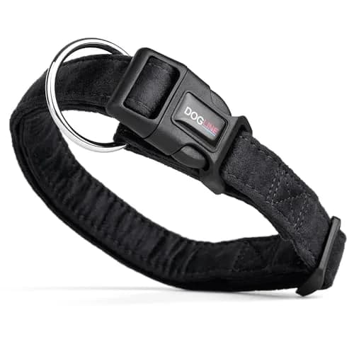 Dogline 15 to 25-Inch Comfort Microfiber Dog Collar | Soft Padded, Nylon Reinforced, Large, Black thumbnail 1