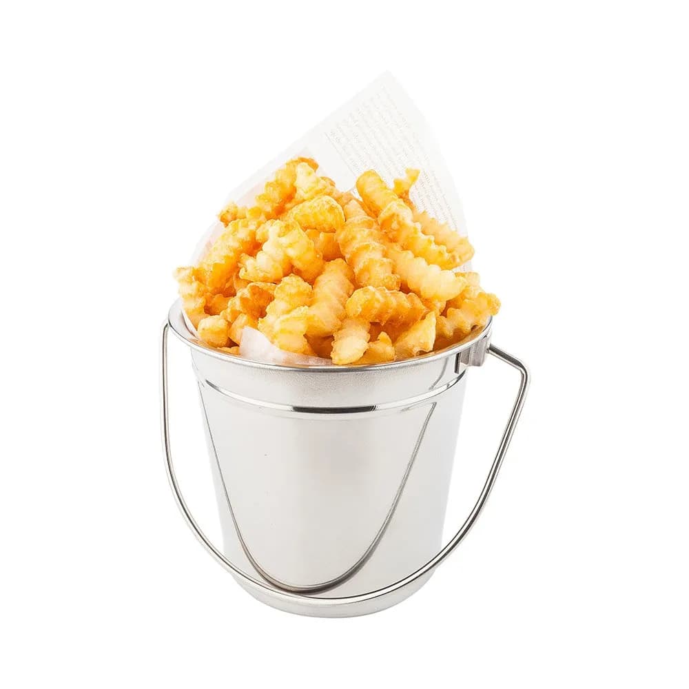 Restaurantware 28 oz Metal Bucket Round Silver Pail Food Safe Stainless Steel — 28 oz