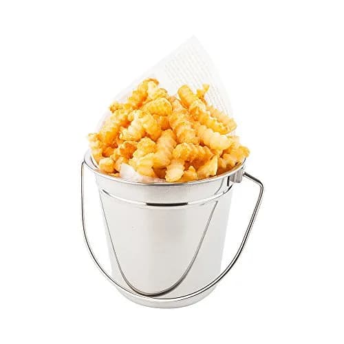 Restaurantware 28 oz Metal Bucket Round Silver Pail Food Safe Stainless Steel thumbnail 1