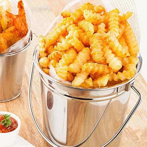 Restaurantware 28 oz Metal Bucket Round Silver Pail Food Safe Stainless Steel thumbnail 3