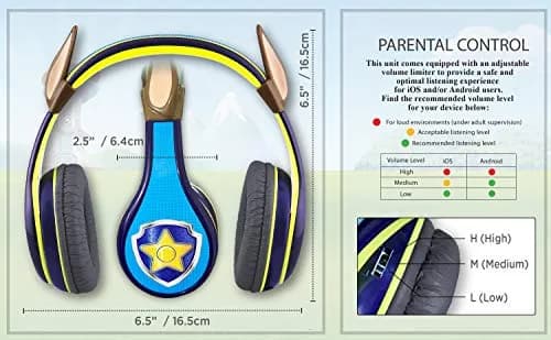eKids Paw Patrol Chase Kid-Friendly Headphones with Volume Limiting | 3.5mm Jack thumbnail 6