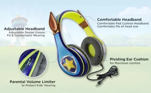 eKids Paw Patrol Chase Kid-Friendly Headphones with Volume Limiting | 3.5mm Jack thumbnail 7
