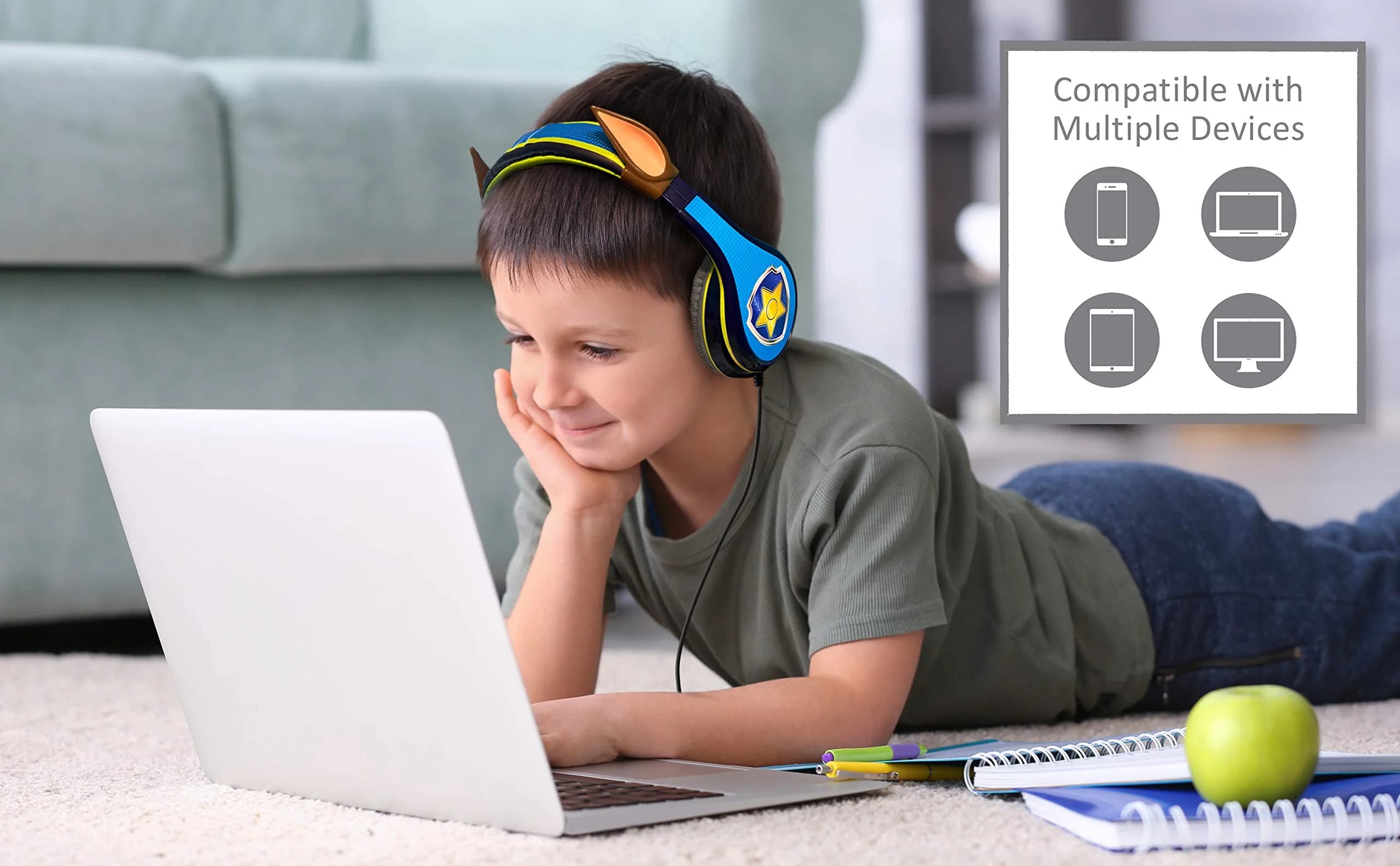 eKids Paw Patrol Chase Kid-Friendly Headphones with Volume Limiting | 3.5mm Jack - view 2
