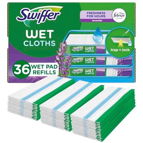 Swiffer Sweeper Wet Mopping Cloths Febreze Lavender Scent 36 Count | Deep Cleaning Action for All Finished Floors thumbnail 1