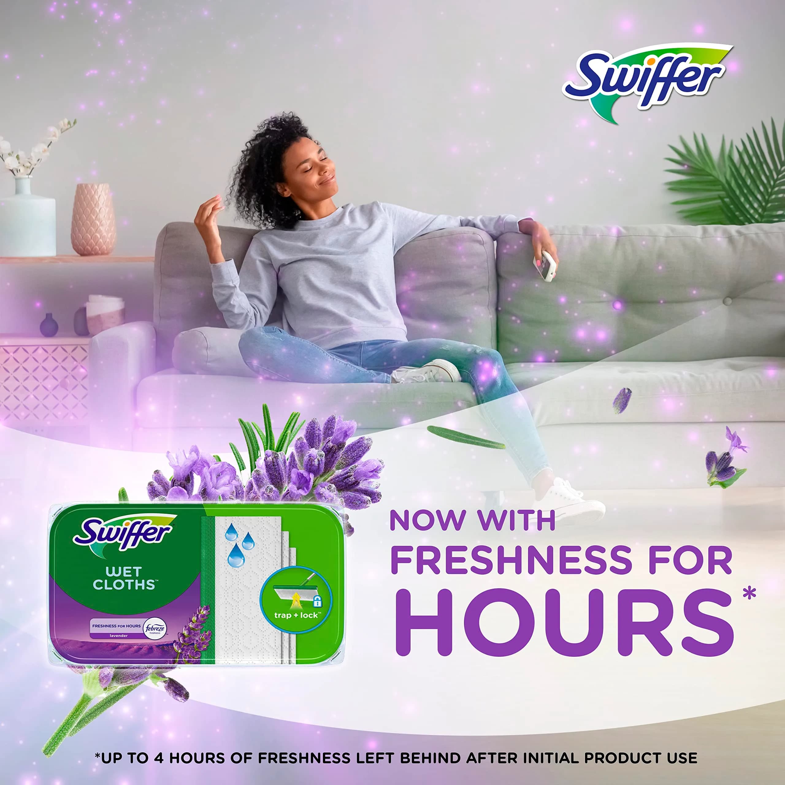 Swiffer Sweeper Wet Mopping Cloths Febreze Lavender Scent 36 Count | Deep Cleaning Action for All Finished Floors - view 4