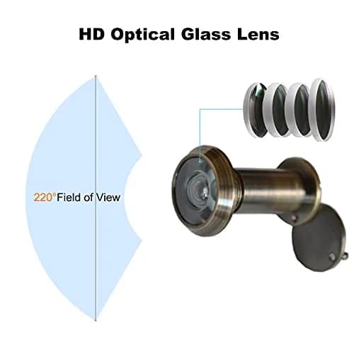 TOGU Solid Brass UL Listed Door Viewer 220-Degree View with Privacy Cover 5-Pack | 28mm (1.1") Top Diameter, Fits 35-55mm Doors thumbnail 4