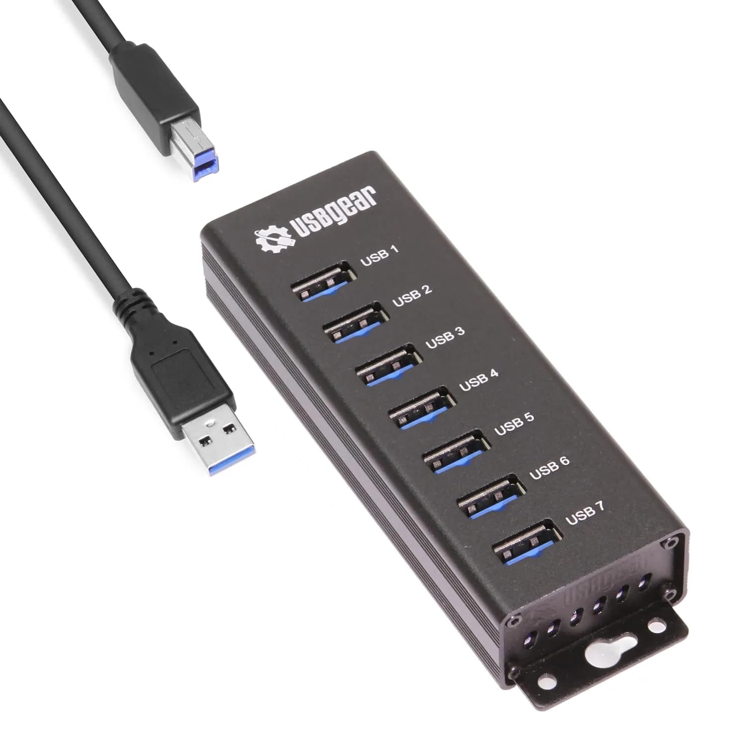 USBGear 7-Port USB 3.2 Gen 1 Hub with 5V/4A Power Adapter | 5Gbps SuperSpeed Data Transfer — 7 Port Hub