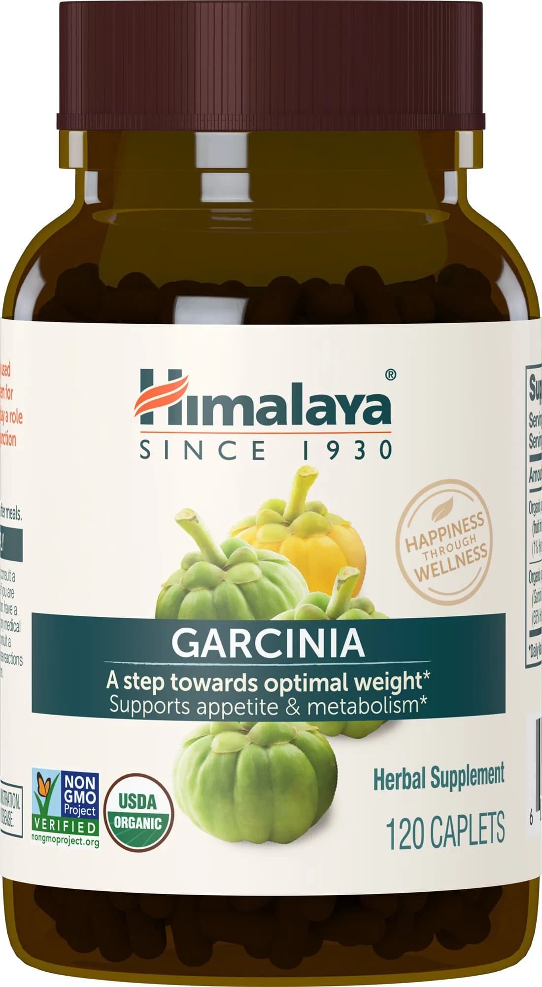 Himalaya Organic Garcinia Cambogia Herbal Supplement 600 mg | Appetite & Lipid Support, USDA Organic, Vegan, 120 Caplets — Caplet